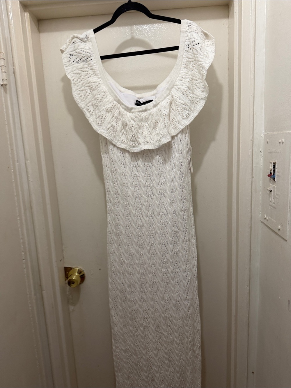 Fashion to Figure White Crochet Ruffled Maxi Dress